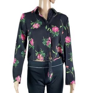 Ten Sixty Sherman Black Floral Crop Tie Top